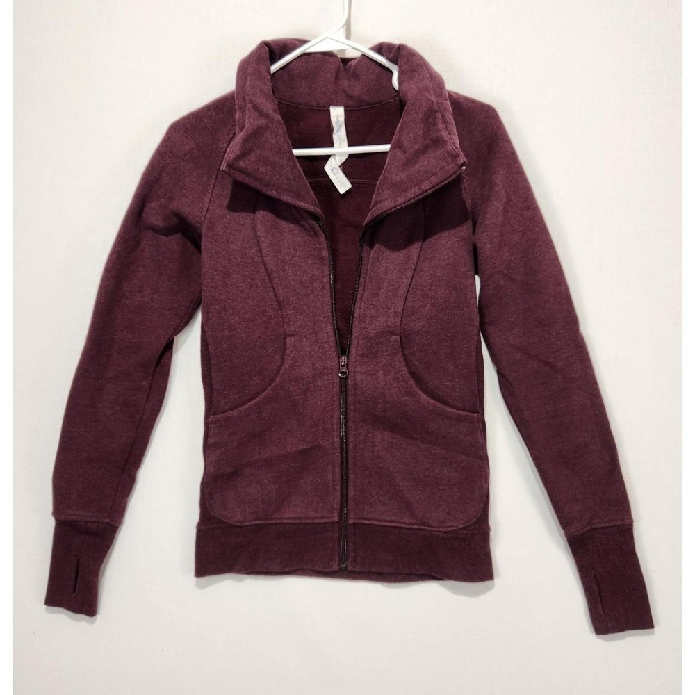 Lululemon Size 2 Burgundy Radiant Jacket II Full Zip Funnel Neck Thumbholes
